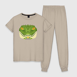 Пижама хлопковая женская Крокодилус, цвет: миндальный