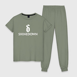Пижама хлопковая женская Shinedown логотип с эмблемой, цвет: авокадо