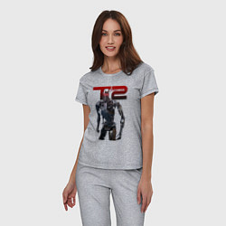Пижама хлопковая женская Terminator 2 - T800, цвет: меланж — фото 2