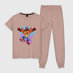 Пижама хлопковая женская Crash Bandicoot - Its About Time, цвет: пыльно-розовый