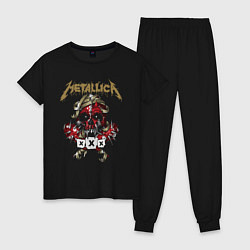 Пижама хлопковая женская Metallica Череп, цвет: черный