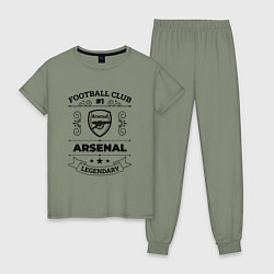 Пижама хлопковая женская Arsenal: Football Club Number 1 Legendary, цвет: авокадо