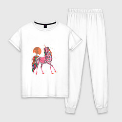 Пижама хлопковая женская UNICORN HORSE, цвет: белый