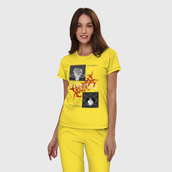 Пижама хлопковая женская Polyphia, цвет: желтый — фото 2