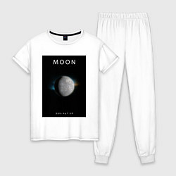 Пижама хлопковая женская Moon Луна Space collections, цвет: белый