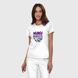 Пижама хлопковая женская Сакраменто Кингз NBA, цвет: белый — фото 2