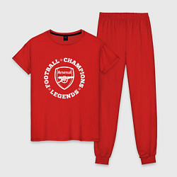 Пижама хлопковая женская Символ Arsenal и надпись Football Legends and Cham, цвет: красный
