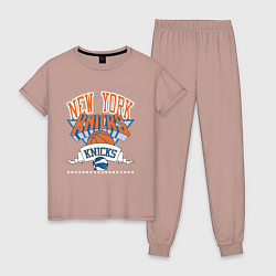 Пижама хлопковая женская NEW YORK KNIKS NBA, цвет: пыльно-розовый