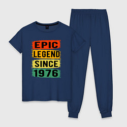 Пижама хлопковая женская Эпичная легенда с 1976 года, цвет: тёмно-синий