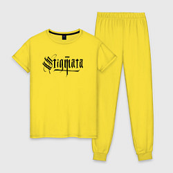 Пижама хлопковая женская Stigmata логотип, цвет: желтый