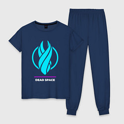 Пижама хлопковая женская Символ Dead Space в неоновых цветах, цвет: тёмно-синий