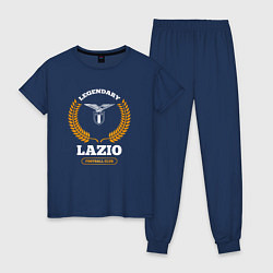 Пижама хлопковая женская Лого Lazio и надпись Legendary Football Club, цвет: тёмно-синий
