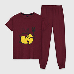 Пижама хлопковая женская Wu-Tang Is For The Children, цвет: меланж-бордовый