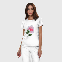 Пижама хлопковая женская Gentle Rose, цвет: белый — фото 2