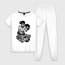 Пижама хлопковая женская Bruce Lee - Vinyl Dj, цвет: белый