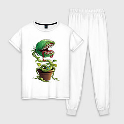 Пижама хлопковая женская Plant - Piranha, цвет: белый