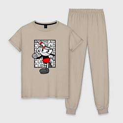 Пижама хлопковая женская Игра Cuphead the delicious last course, цвет: миндальный