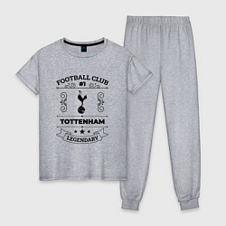 Пижама хлопковая женская Tottenham: Football Club Number 1 Legendary, цвет: меланж