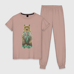 Пижама хлопковая женская Душа медведя, цвет: пыльно-розовый