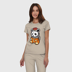 Пижама хлопковая женская Космо панда, цвет: миндальный — фото 2