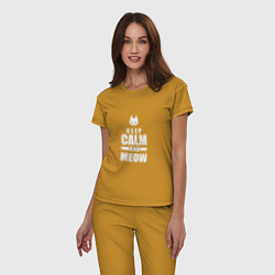 Пижама хлопковая женская Stray - Keep Calm, цвет: горчичный — фото 2