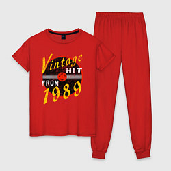 Пижама хлопковая женская Винтажный хитяра с 1989, цвет: красный