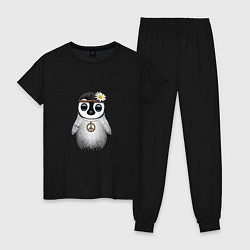 Пижама хлопковая женская Мир - Пингвин, цвет: черный