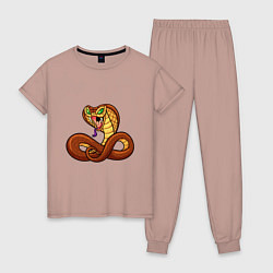Пижама хлопковая женская Для любителей змей, цвет: пыльно-розовый