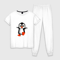 Пижама хлопковая женская Маленький крошка пингвин, цвет: белый