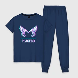 Пижама хлопковая женская Placebo glitch rock, цвет: тёмно-синий