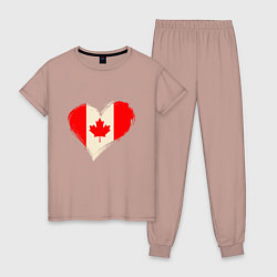 Пижама хлопковая женская Сердце - Канада, цвет: пыльно-розовый