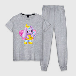 Пижама хлопковая женская Фиолетовый зайчик с крылашками, цвет: меланж
