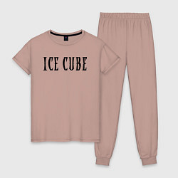 Пижама хлопковая женская Ice Cube - logo, цвет: пыльно-розовый