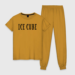 Пижама хлопковая женская Ice Cube - logo, цвет: горчичный