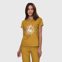 Пижама хлопковая женская In flames - logo neon, цвет: горчичный — фото 2