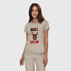 Пижама хлопковая женская Bull Bitcoin Club, цвет: миндальный — фото 2