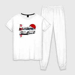 Пижама хлопковая женская Toyota Corolla JDM Retro Style, цвет: белый