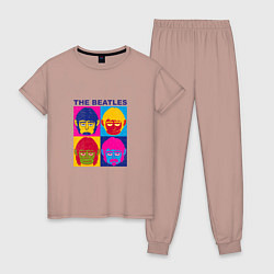 Пижама хлопковая женская The Beatles Monkeys, цвет: пыльно-розовый