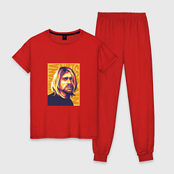 Пижама хлопковая женская Nirvana - Cobain, цвет: красный