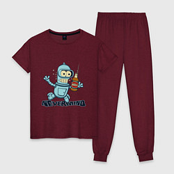 Пижама хлопковая женская Little Bender, цвет: меланж-бордовый