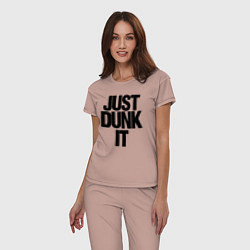 Пижама хлопковая женская Just Dunk It, цвет: пыльно-розовый — фото 2