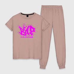 Пижама хлопковая женская Эмблема группы bap, цвет: пыльно-розовый