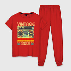 Пижама хлопковая женская Винтаж 2001 бумбокс, цвет: красный