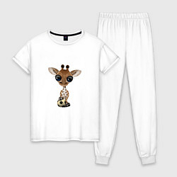 Пижама хлопковая женская Футбол - Жирафик, цвет: белый