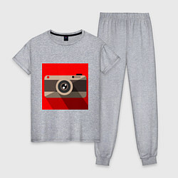 Пижама хлопковая женская Фотоаппарат flat, цвет: меланж