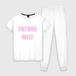 Пижама хлопковая женская Future milf, цвет: белый