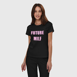 Пижама хлопковая женская Future milf, цвет: черный — фото 2