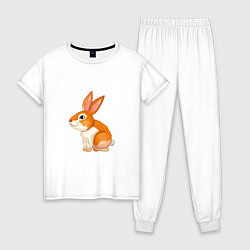 Пижама хлопковая женская Рыжий кролик, цвет: белый