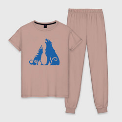 Пижама хлопковая женская Атрей волк и Кратос медведь GoW Ragnarok, цвет: пыльно-розовый