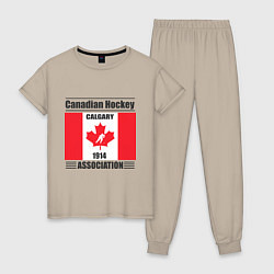 Пижама хлопковая женская Федерация хоккея Канады, цвет: миндальный